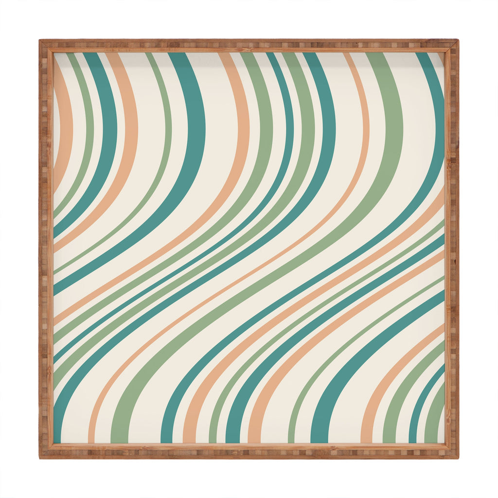 Colour Poems Wavy Retro Stripes II Square Tray