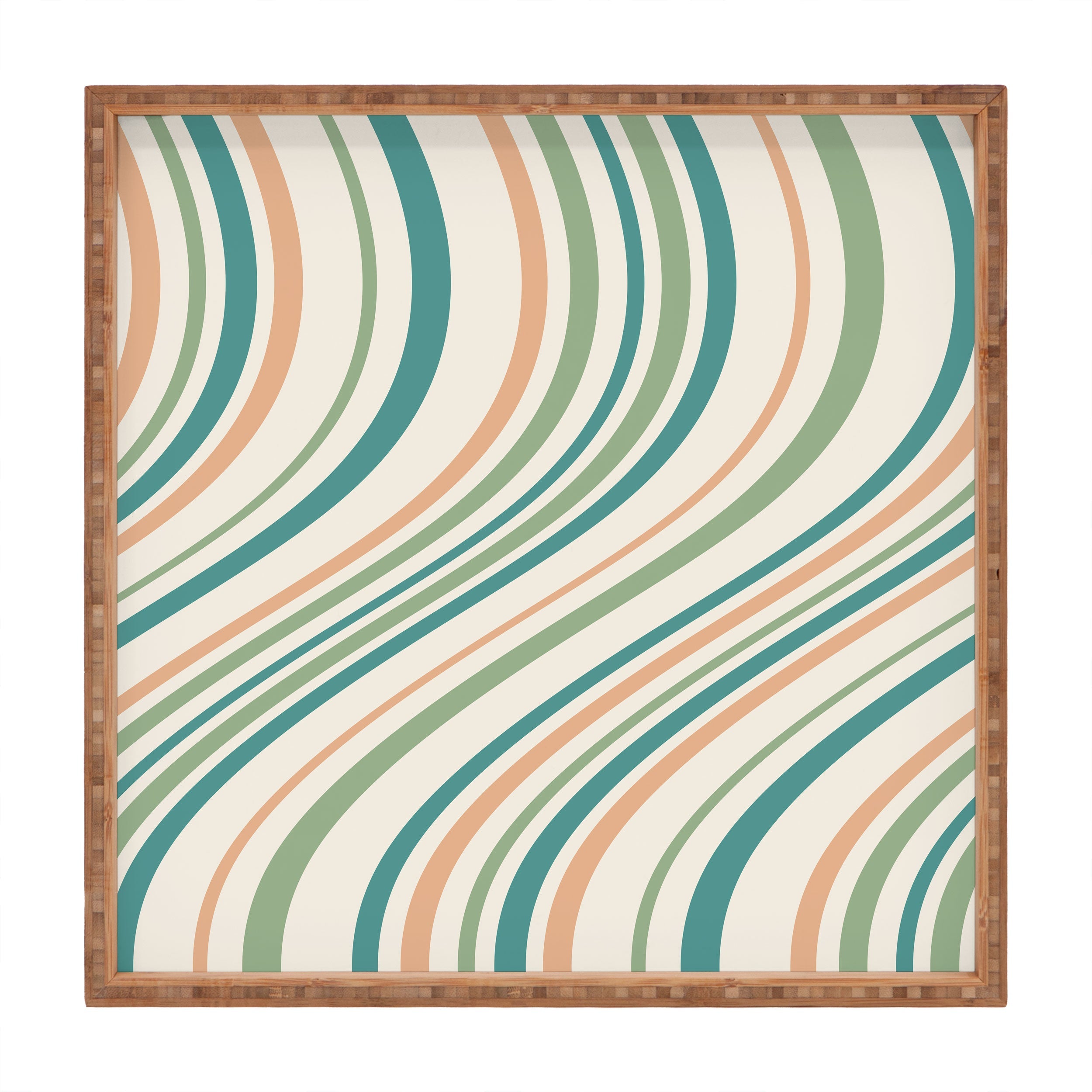 Colour Poems Wavy Retro Stripes II Square Tray
