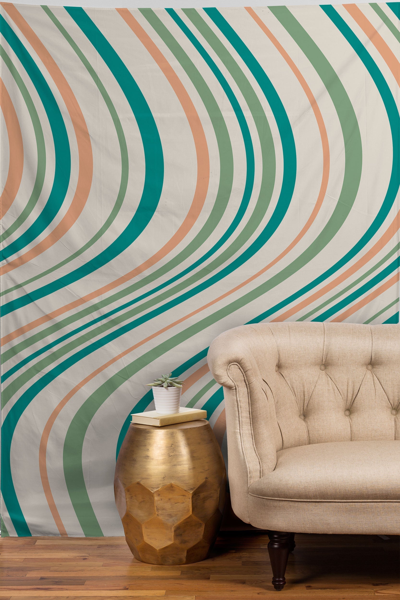 Colour Poems Wavy Retro Stripes II Tapestry