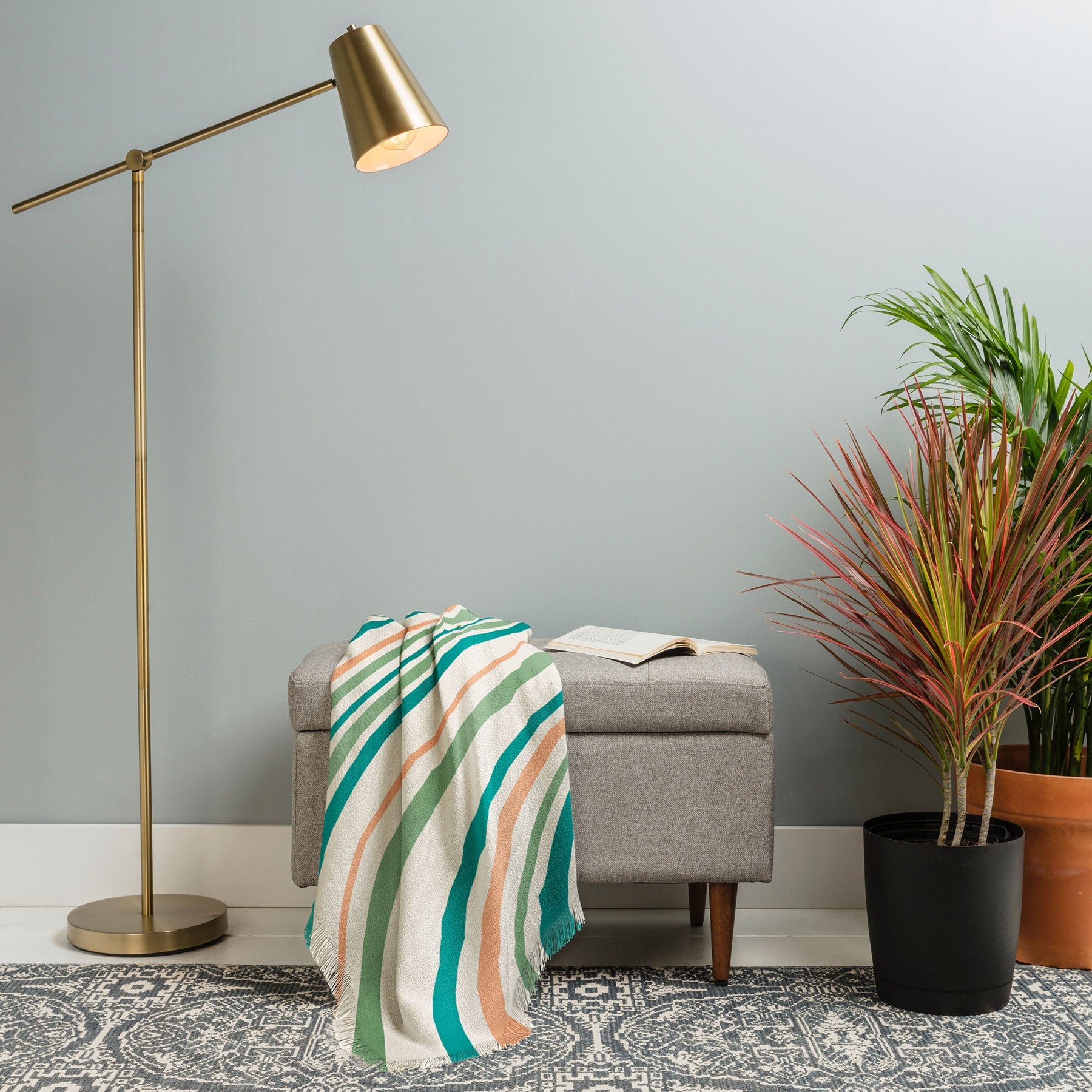 Colour Poems Wavy Retro Stripes II Throw Blanket