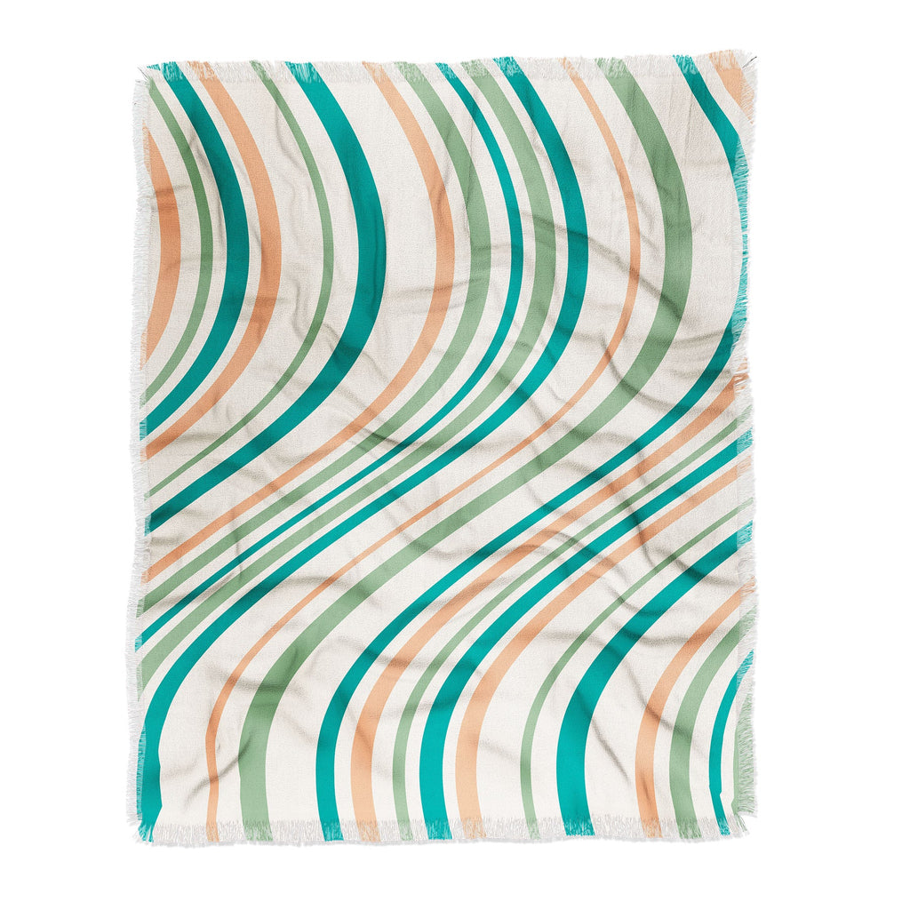 Colour Poems Wavy Retro Stripes II Throw Blanket