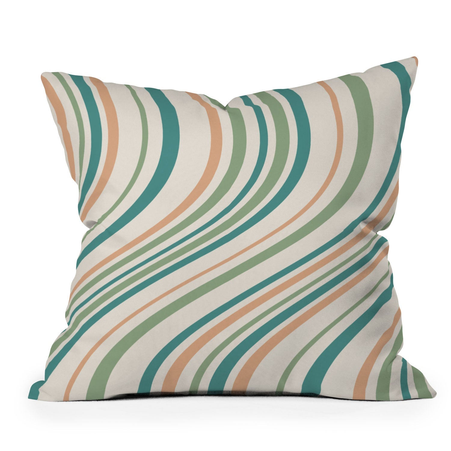 Colour Poems Wavy Retro Stripes II Outdoor Throw Pillow