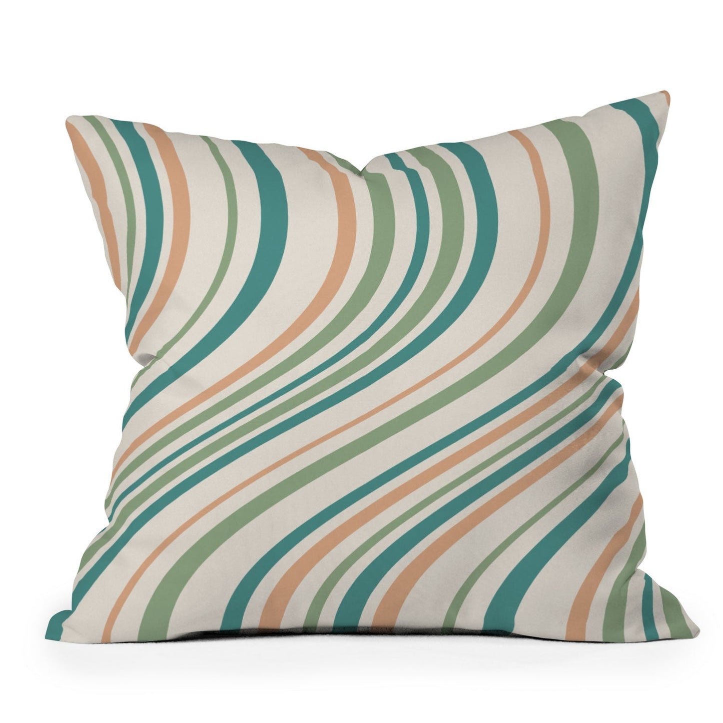 Colour Poems Wavy Retro Stripes II Outdoor Throw Pillow