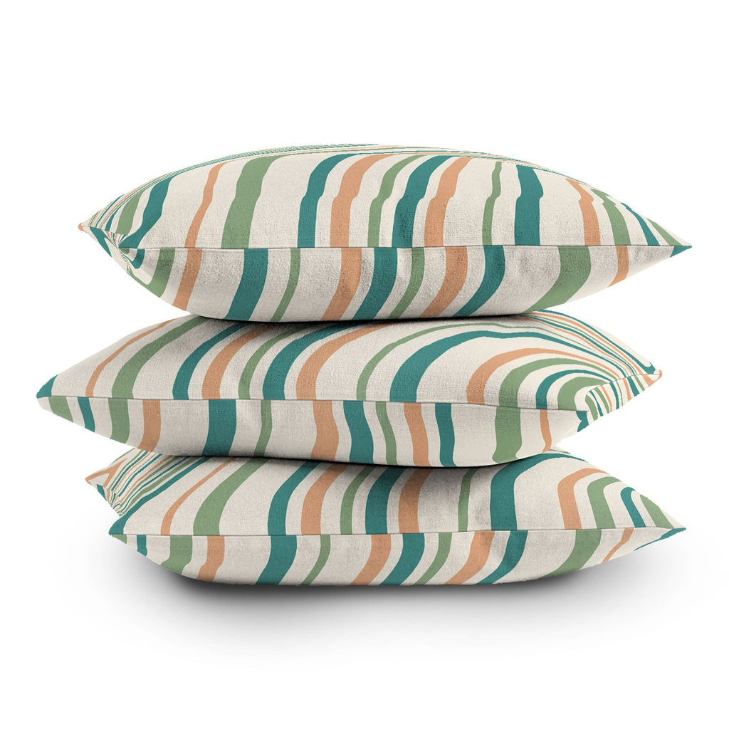 Colour Poems Wavy Retro Stripes II Outdoor Throw Pillow