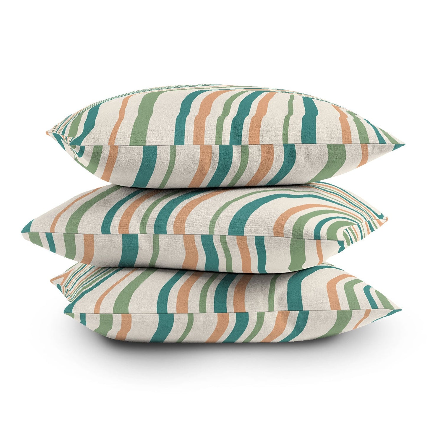 Colour Poems Wavy Retro Stripes II Outdoor Throw Pillow