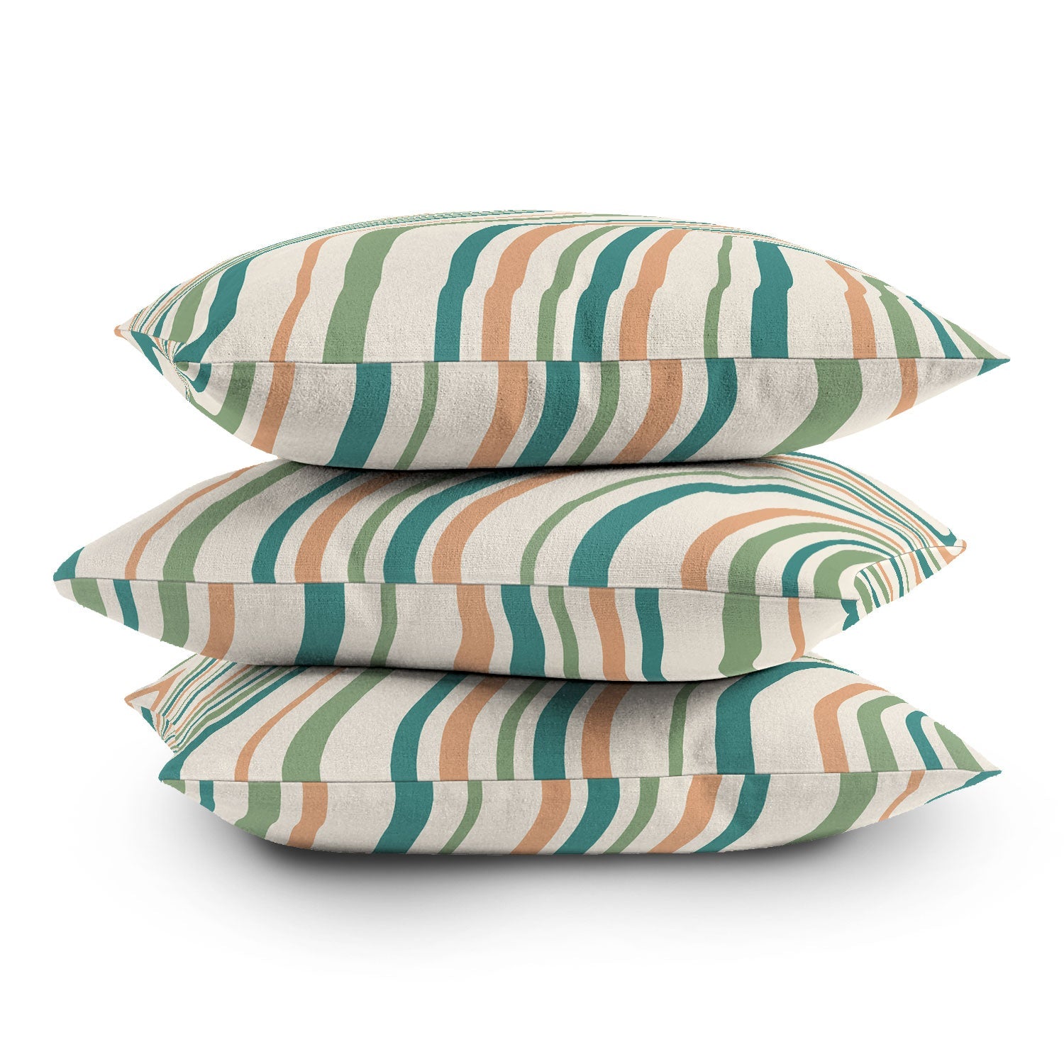 Colour Poems Wavy Retro Stripes II Outdoor Throw Pillow