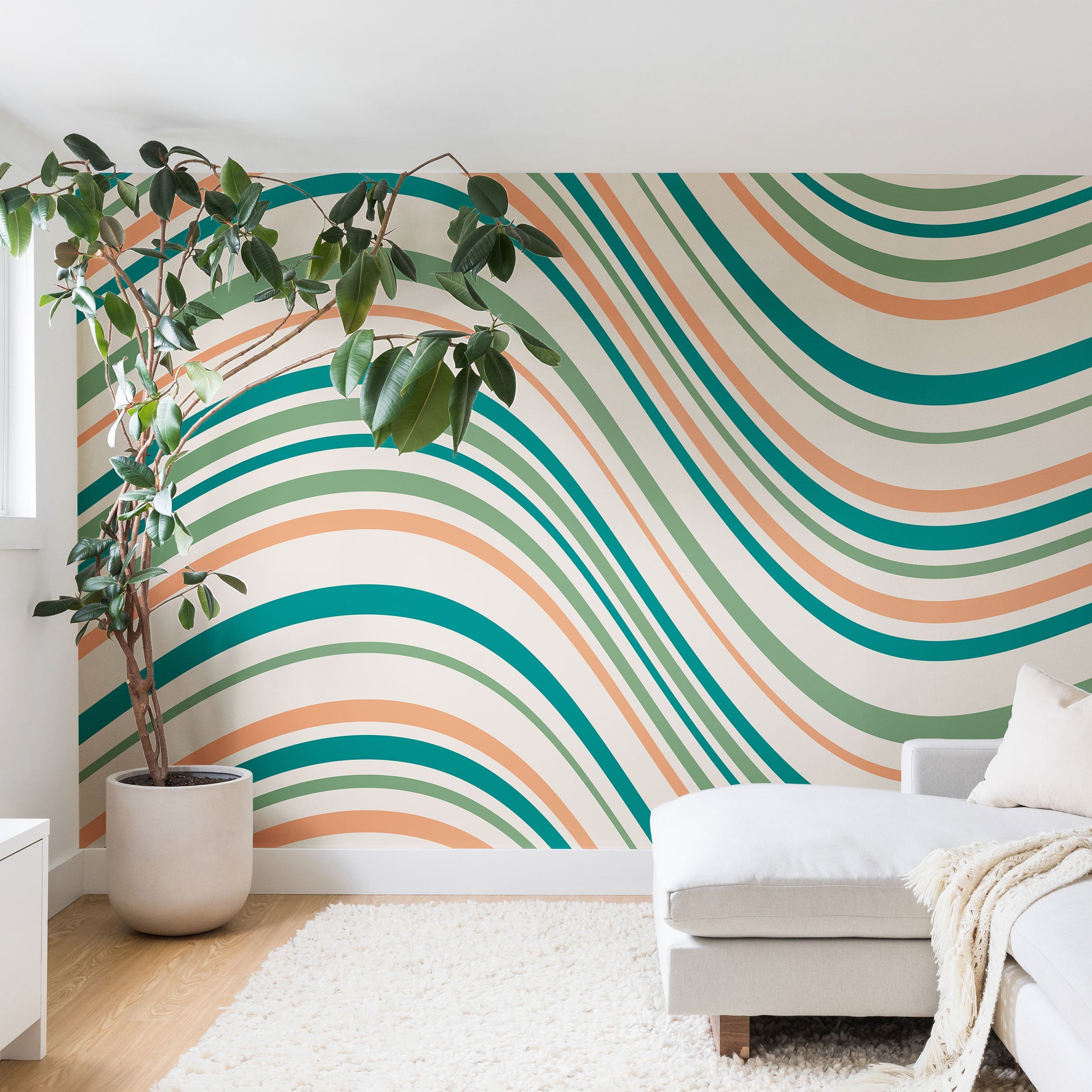 Colour Poems Wavy Retro Stripes II Wall Mural