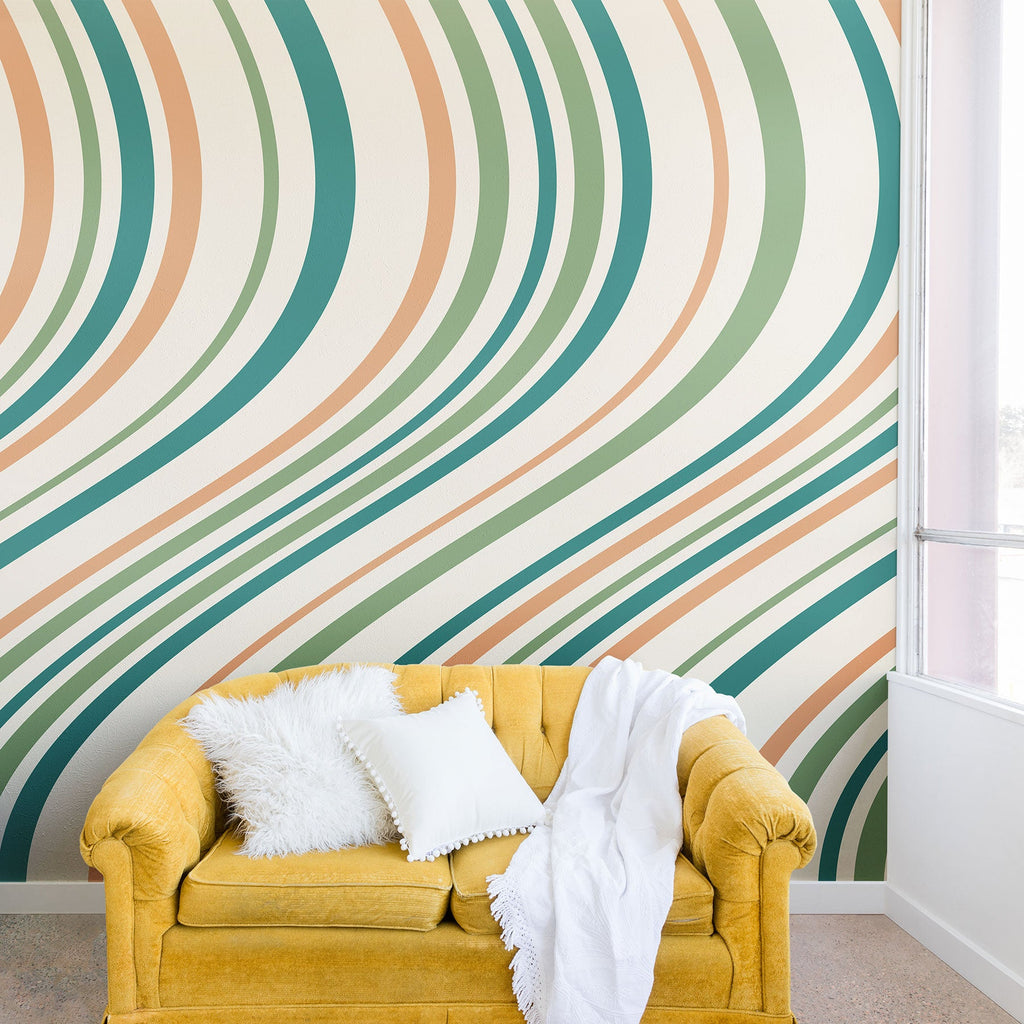 Colour Poems Wavy Retro Stripes II Wall Mural