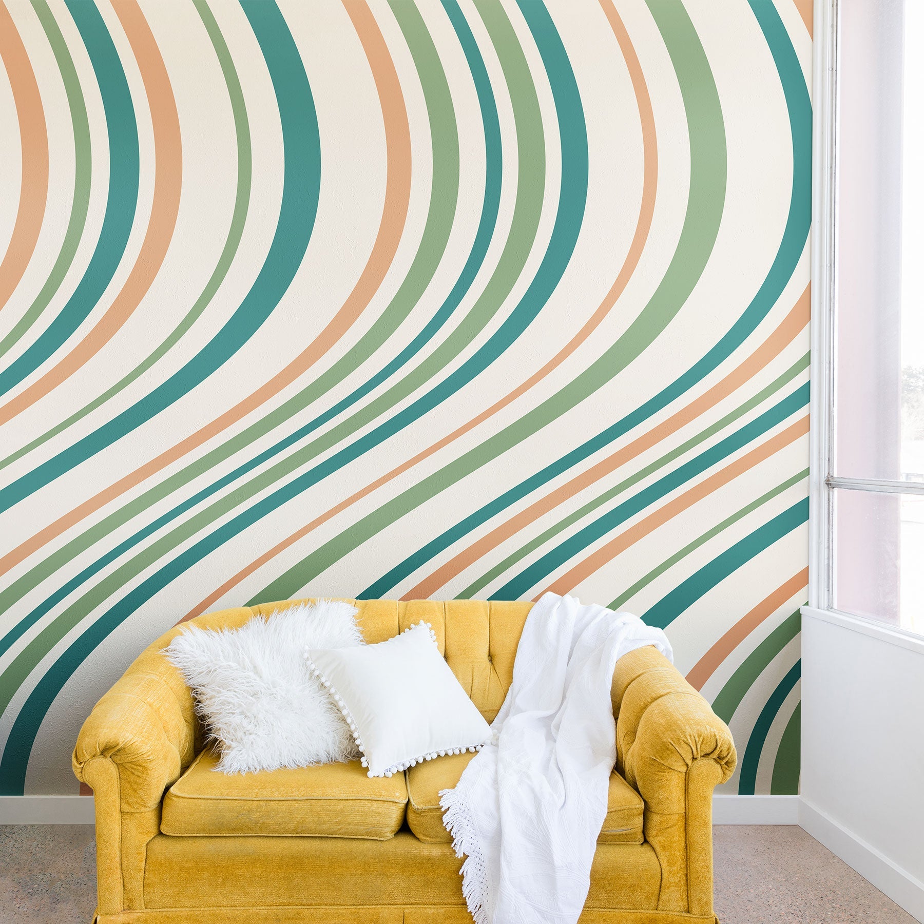 Colour Poems Wavy Retro Stripes II Wall Mural