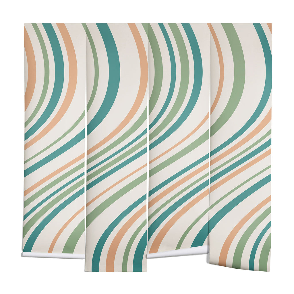 Colour Poems Wavy Retro Stripes II Wall Mural