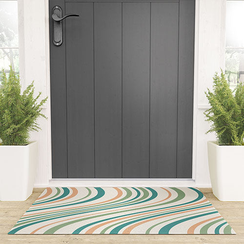 Colour Poems Wavy Retro Stripes II Welcome Mat