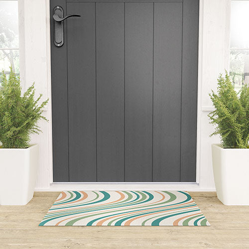 Colour Poems Wavy Retro Stripes II Welcome Mat