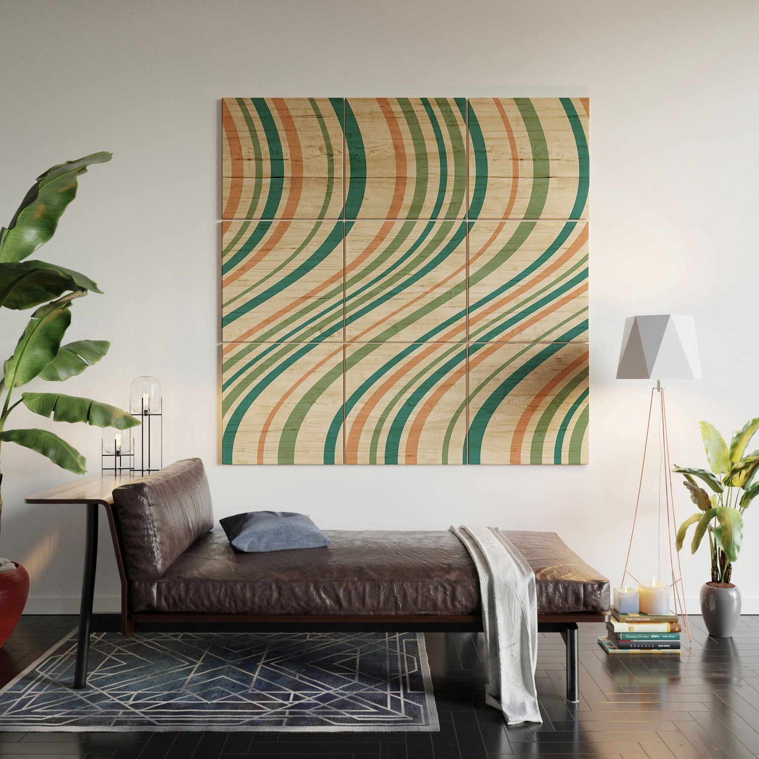 Colour Poems Wavy Retro Stripes II Wood Wall Mural