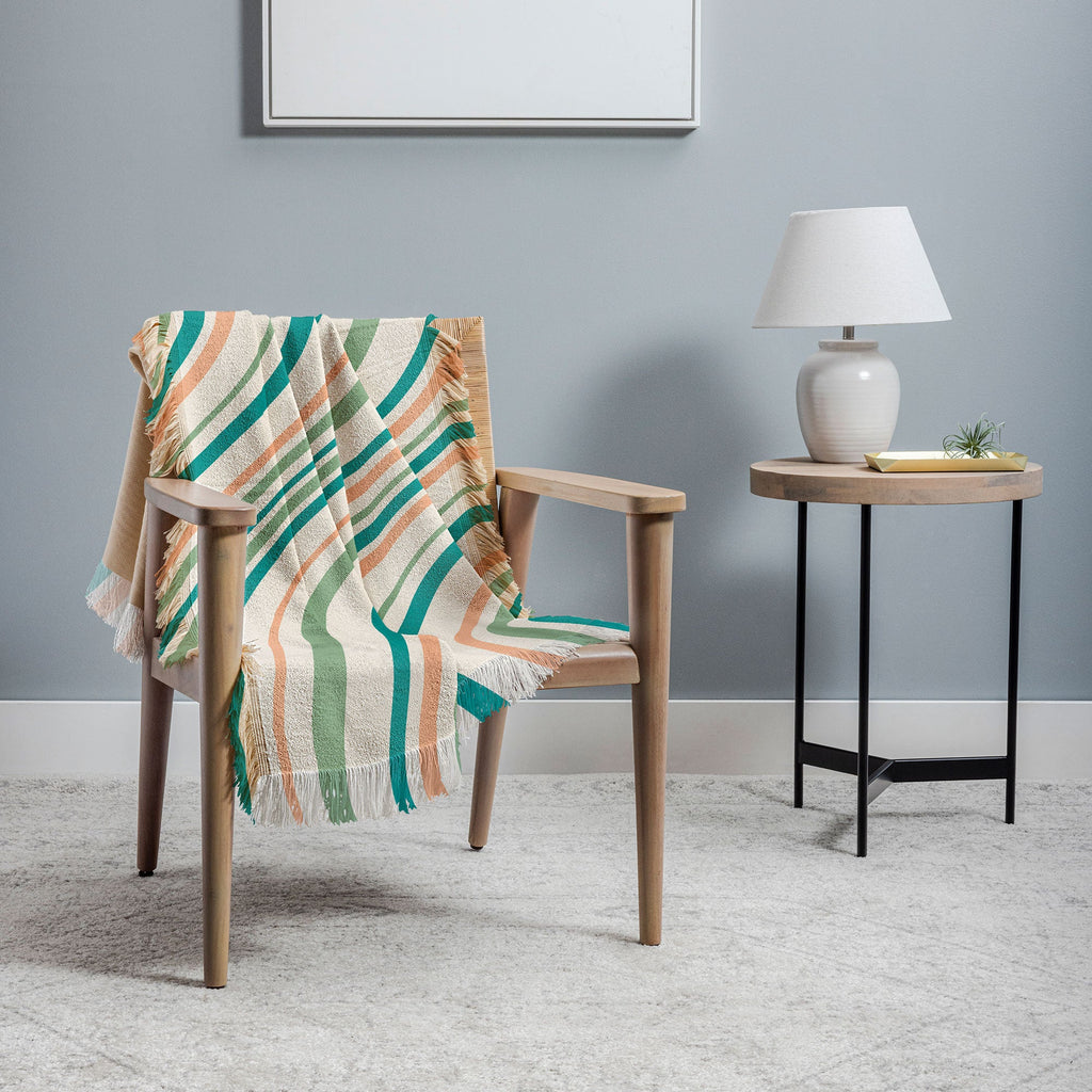 Colour Poems Wavy Retro Stripes II Throw Blanket