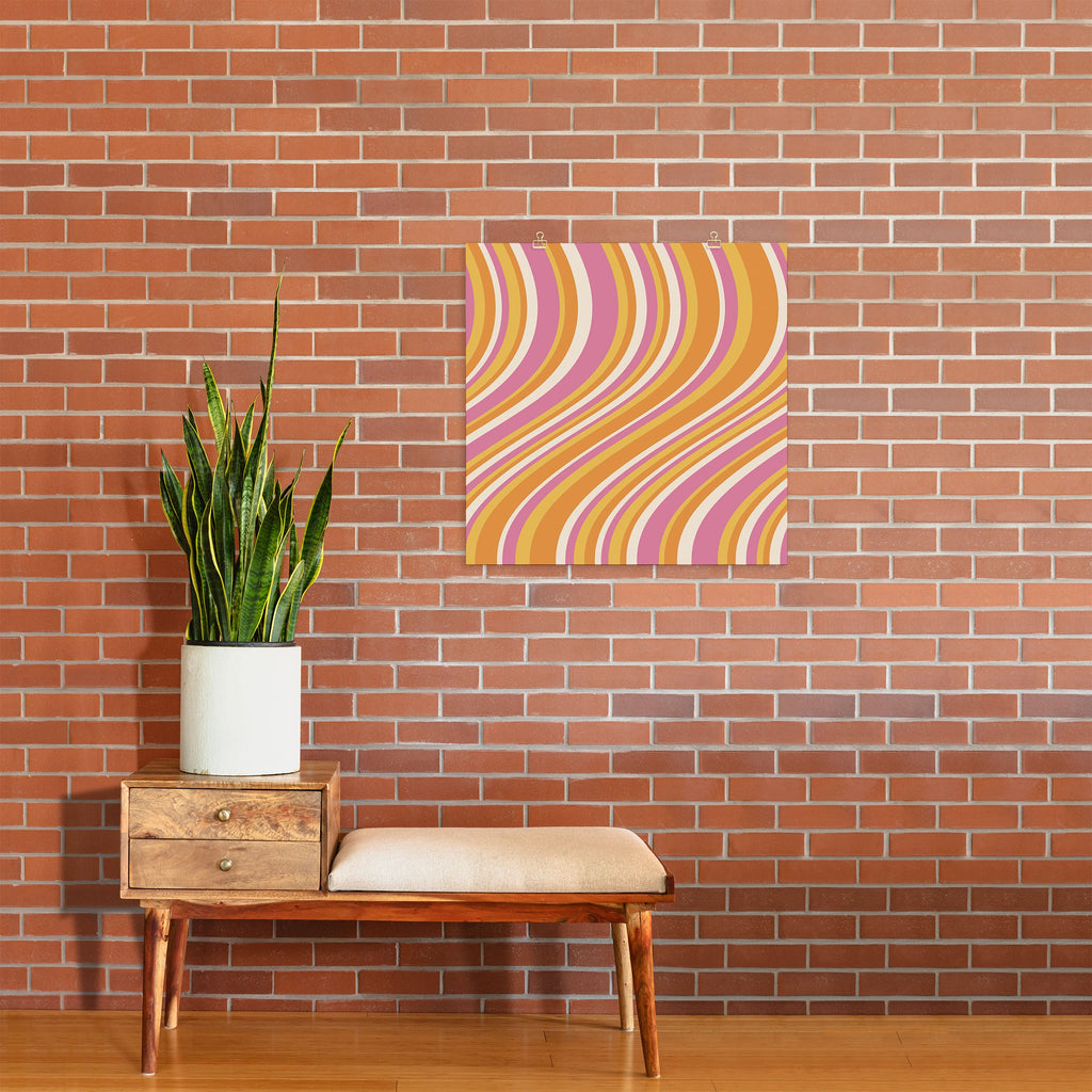 Colour Poems Wavy Retro Stripes III Art Print