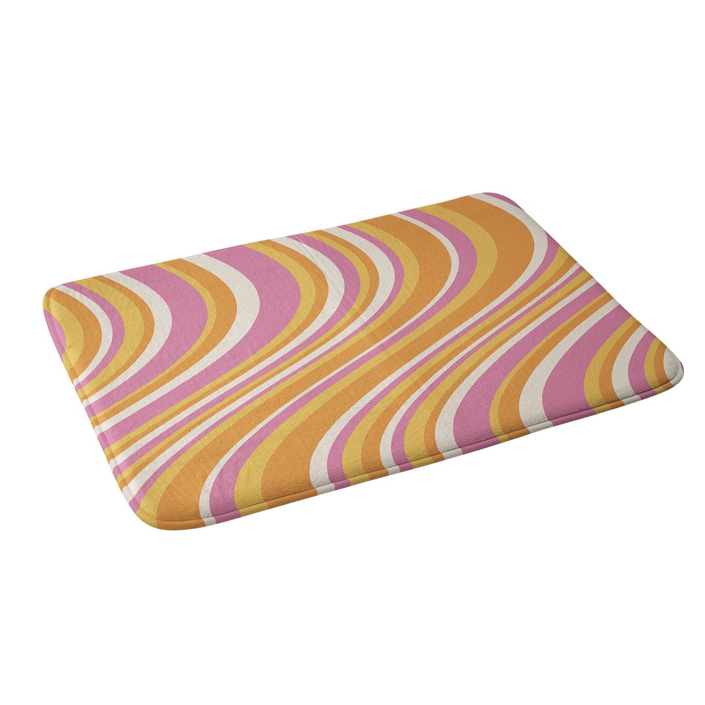 Colour Poems Wavy Retro Stripes III Memory Foam Bath Mat