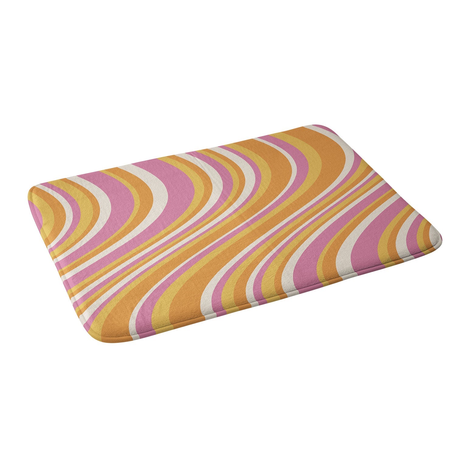 Colour Poems Wavy Retro Stripes III Memory Foam Bath Mat