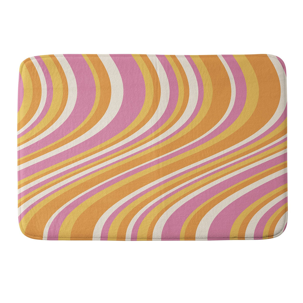 Colour Poems Wavy Retro Stripes III Memory Foam Bath Mat