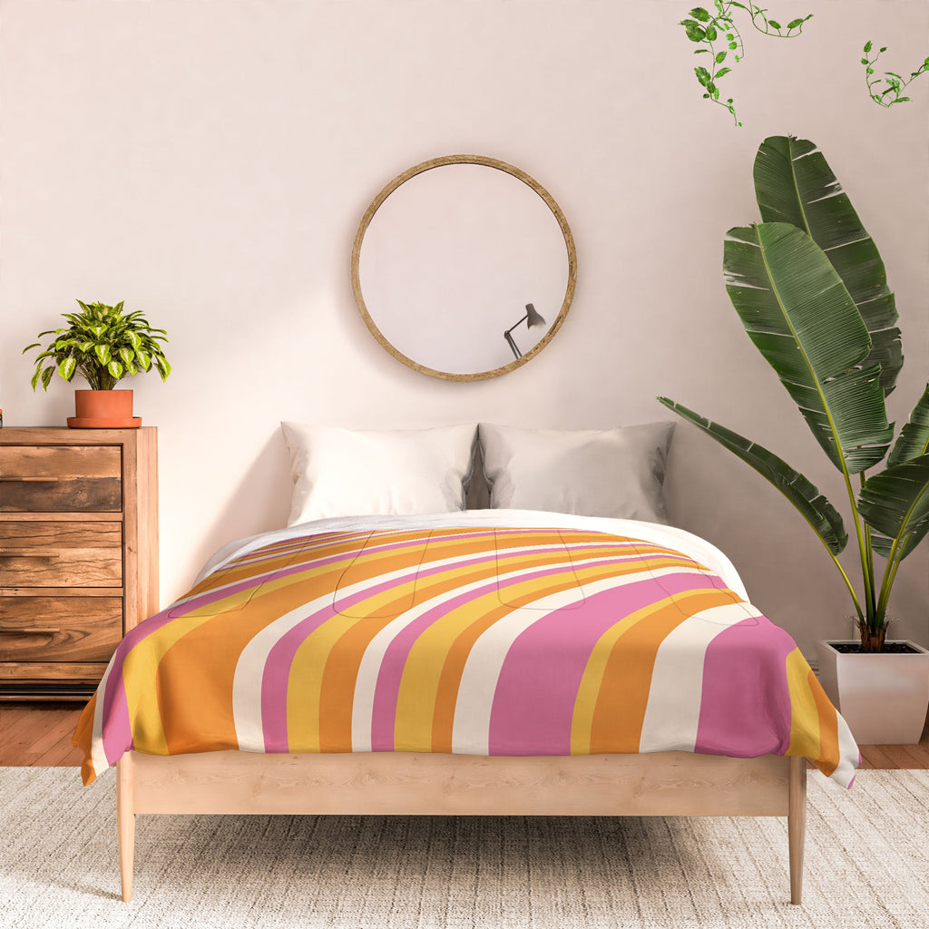 Colour Poems Wavy Retro Stripes III Comforter