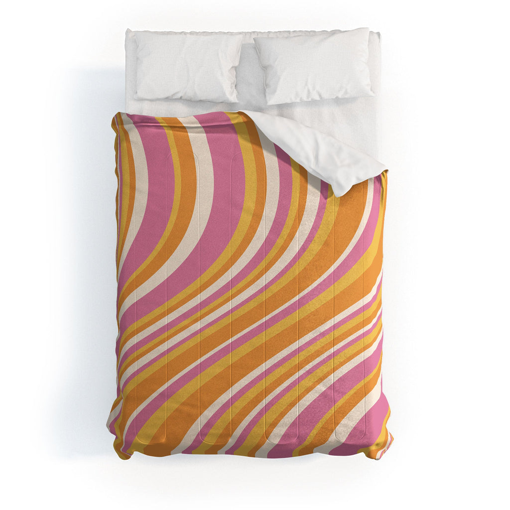 Colour Poems Wavy Retro Stripes III Comforter