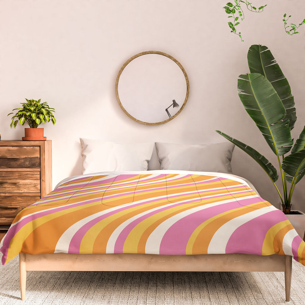 Colour Poems Wavy Retro Stripes III Comforter