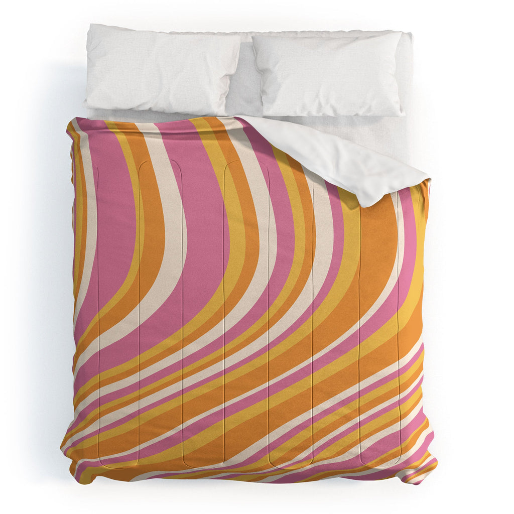 Colour Poems Wavy Retro Stripes III Comforter