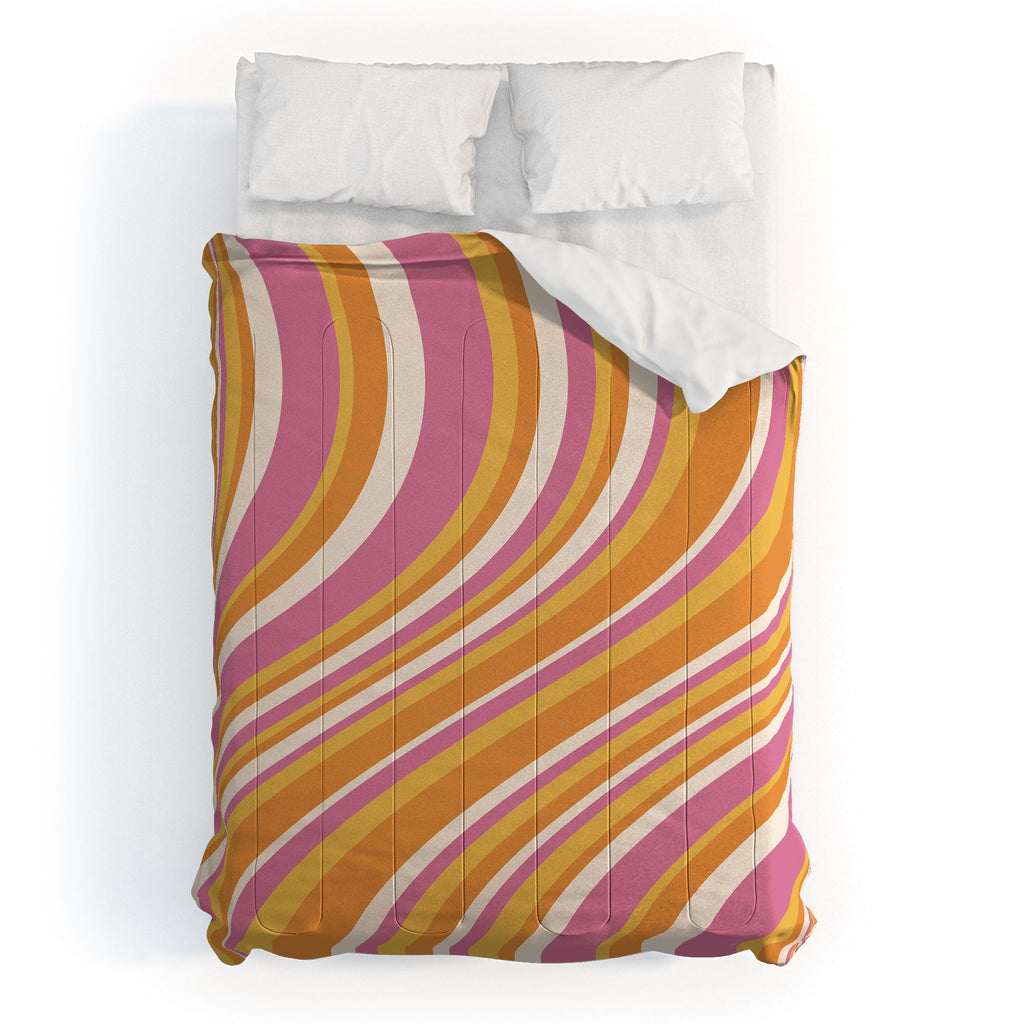 Colour Poems Wavy Retro Stripes III Comforter