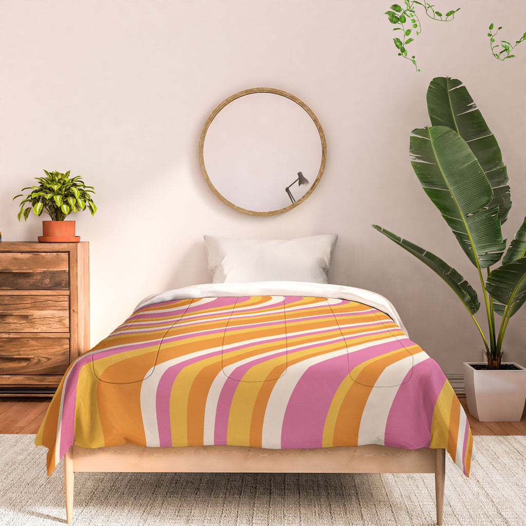 Colour Poems Wavy Retro Stripes III Comforter