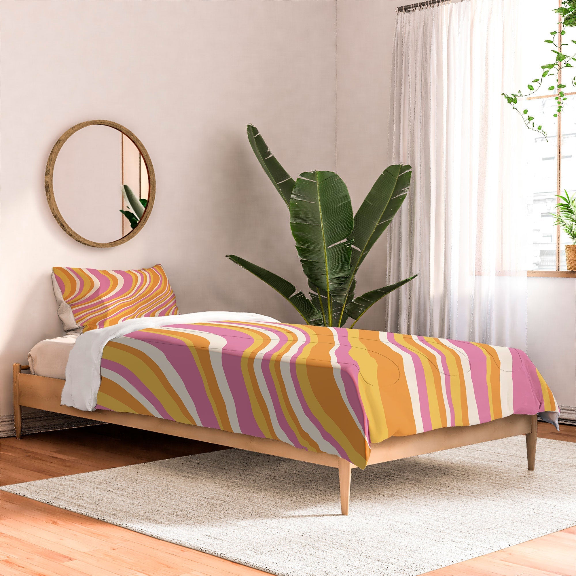 Colour Poems Wavy Retro Stripes III Comforter