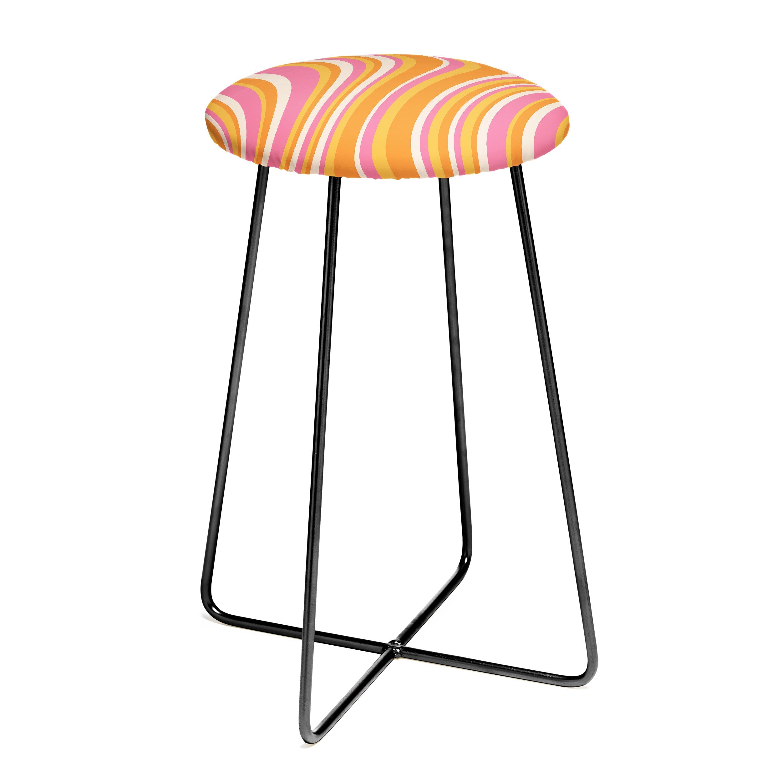 Colour Poems Wavy Retro Stripes III Counter Stool
