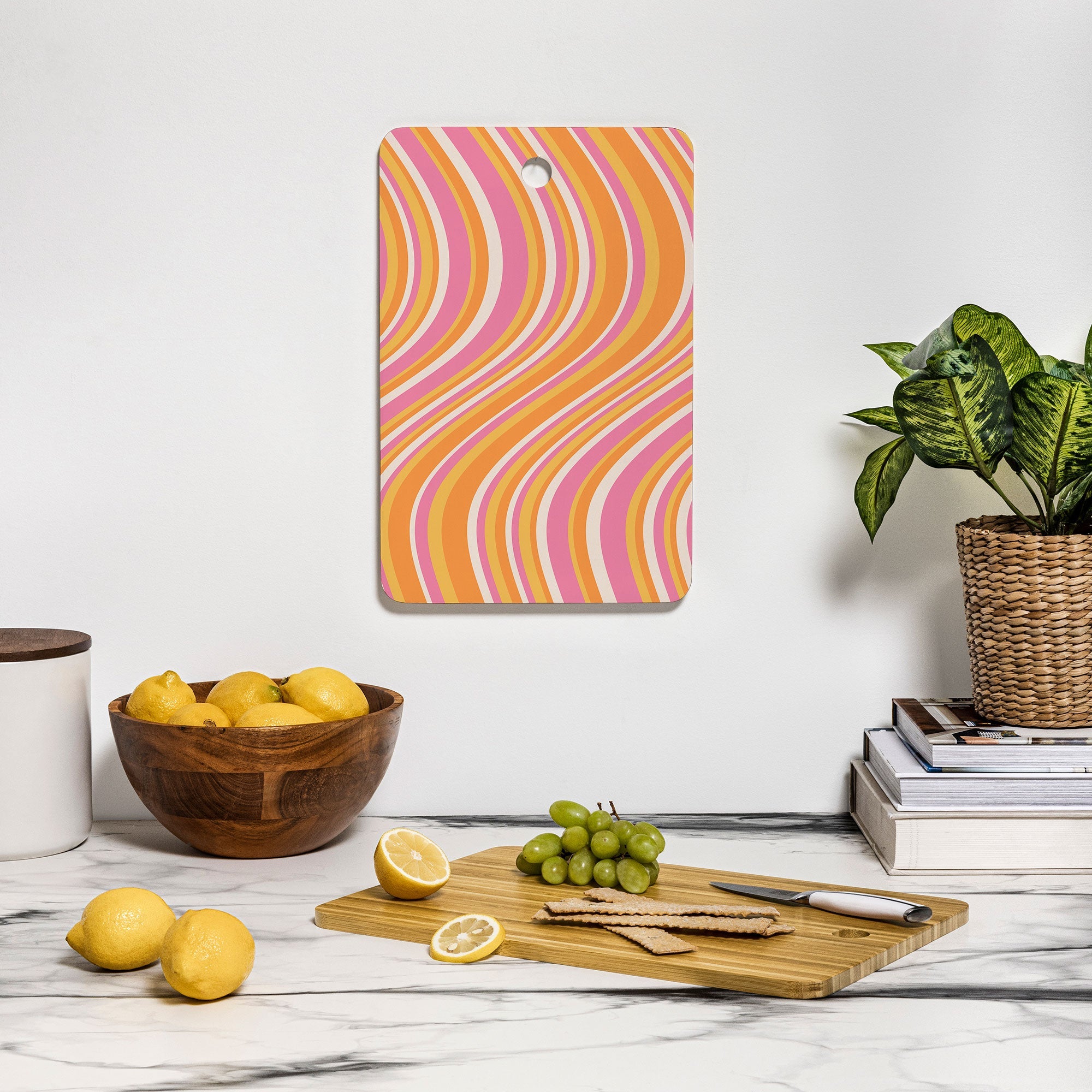 Colour Poems Wavy Retro Stripes III Cutting Board Rectangle