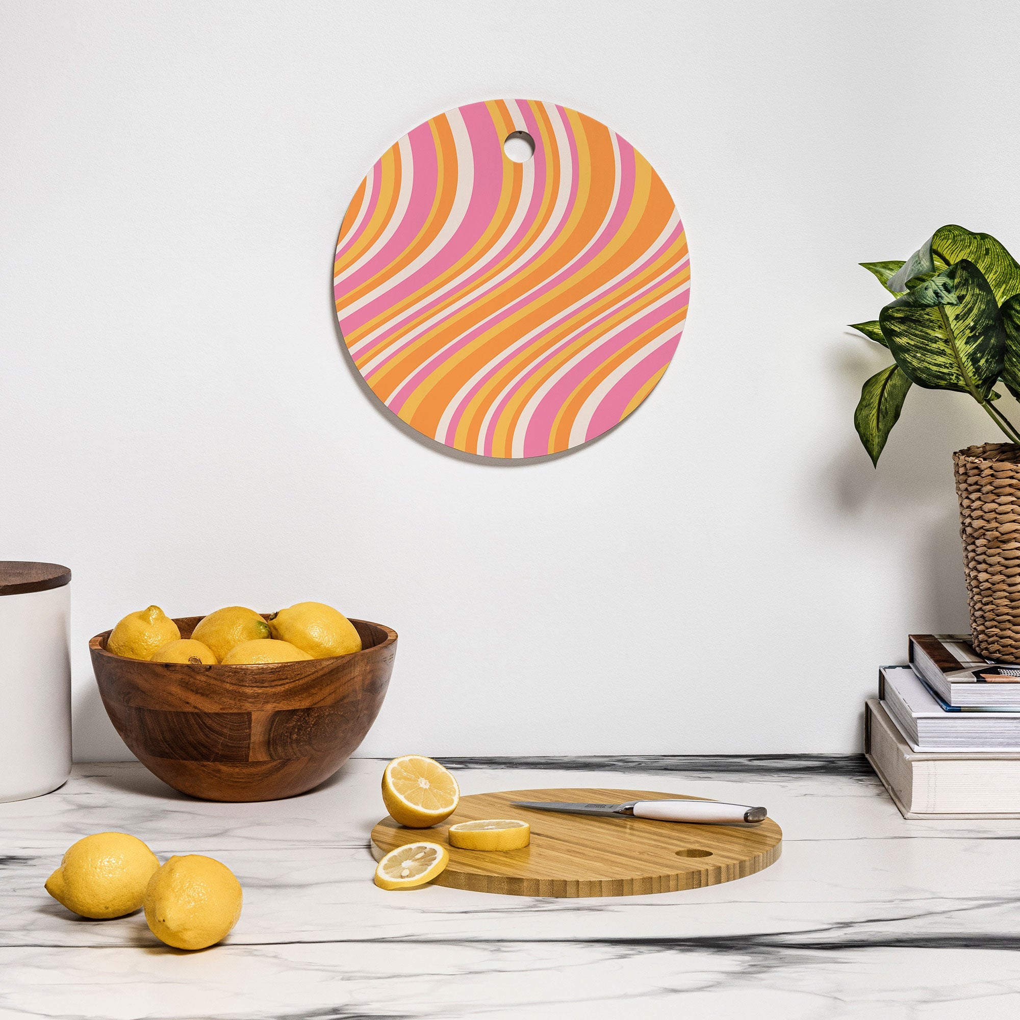 Colour Poems Wavy Retro Stripes III Cutting Board Round