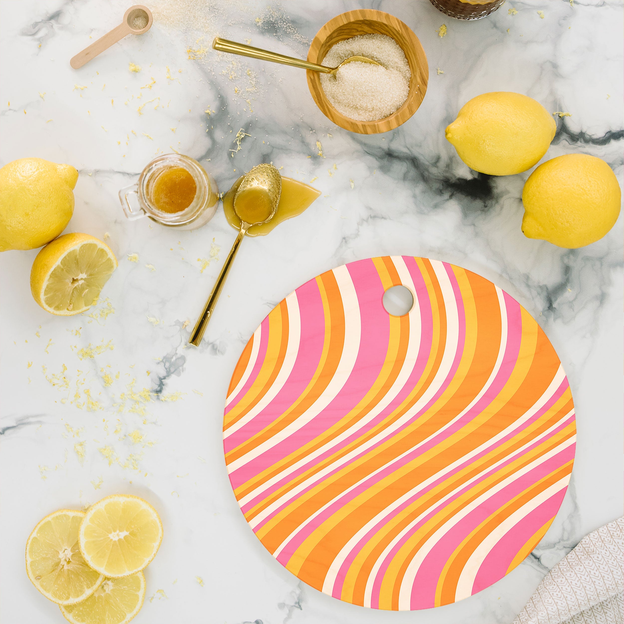 Colour Poems Wavy Retro Stripes III Cutting Board Round