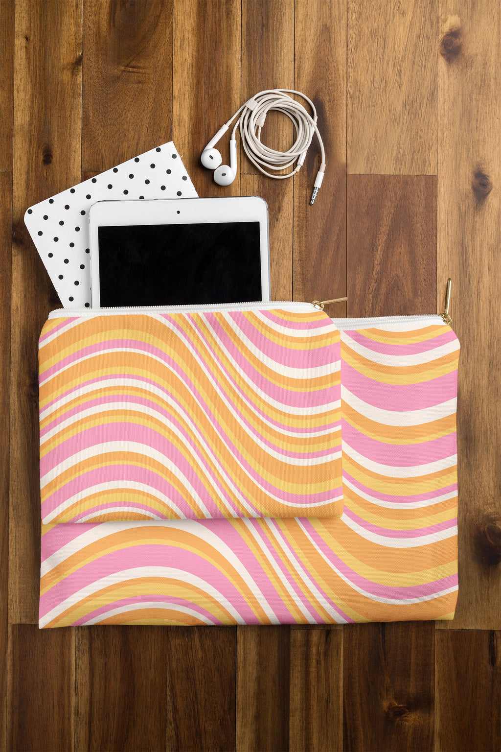 Colour Poems Wavy Retro Stripes III Pouch