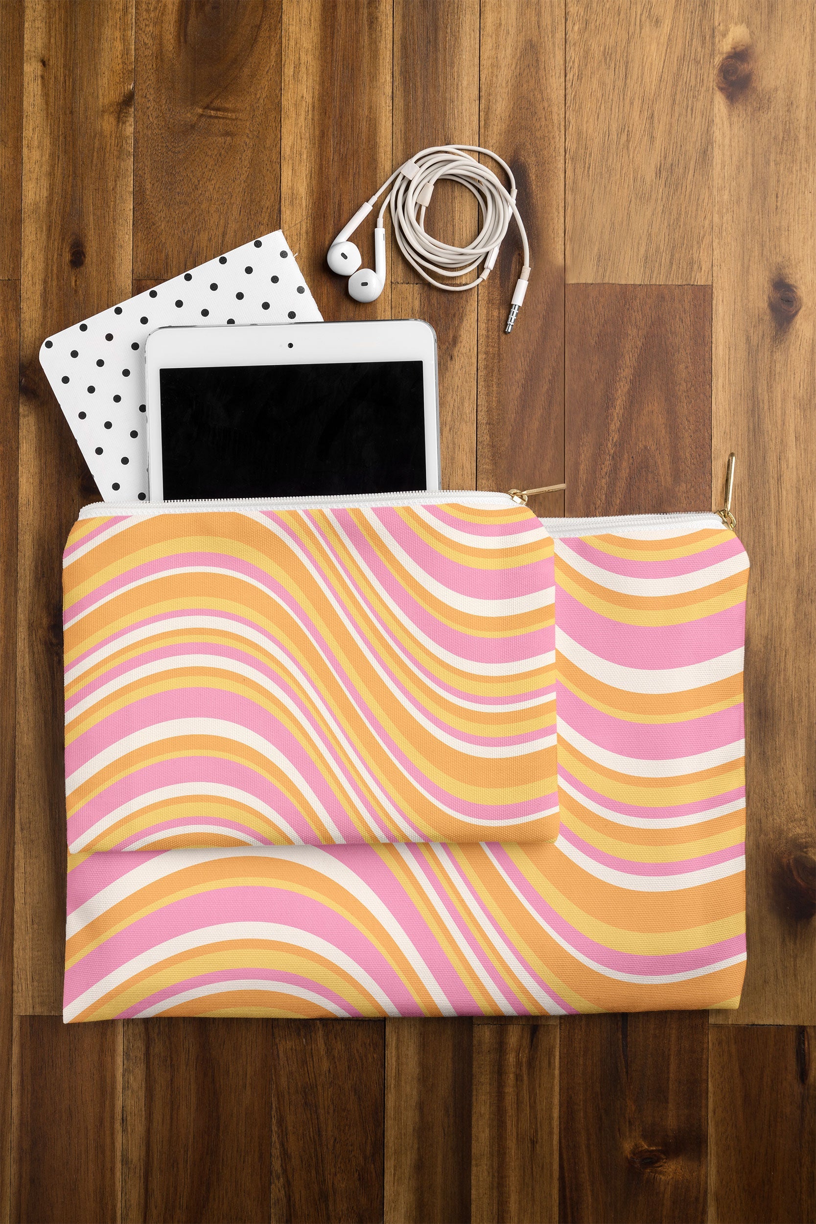 Colour Poems Wavy Retro Stripes III Pouch