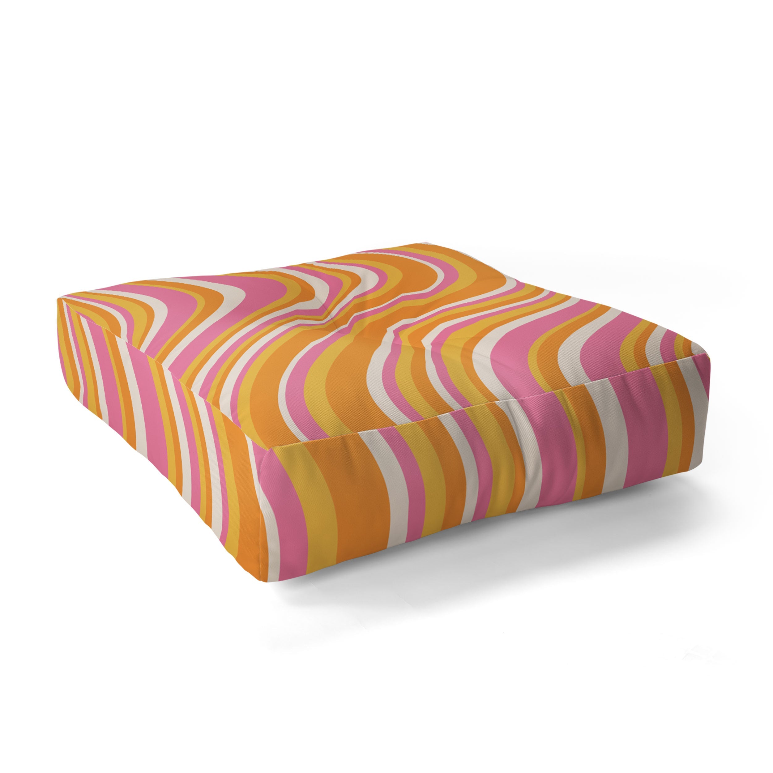 Colour Poems Wavy Retro Stripes III Floor Pillow Square