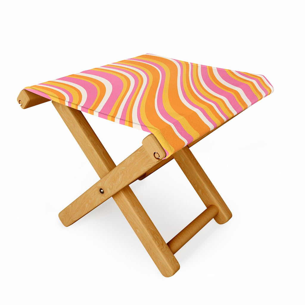 Colour Poems Wavy Retro Stripes III Folding Stool