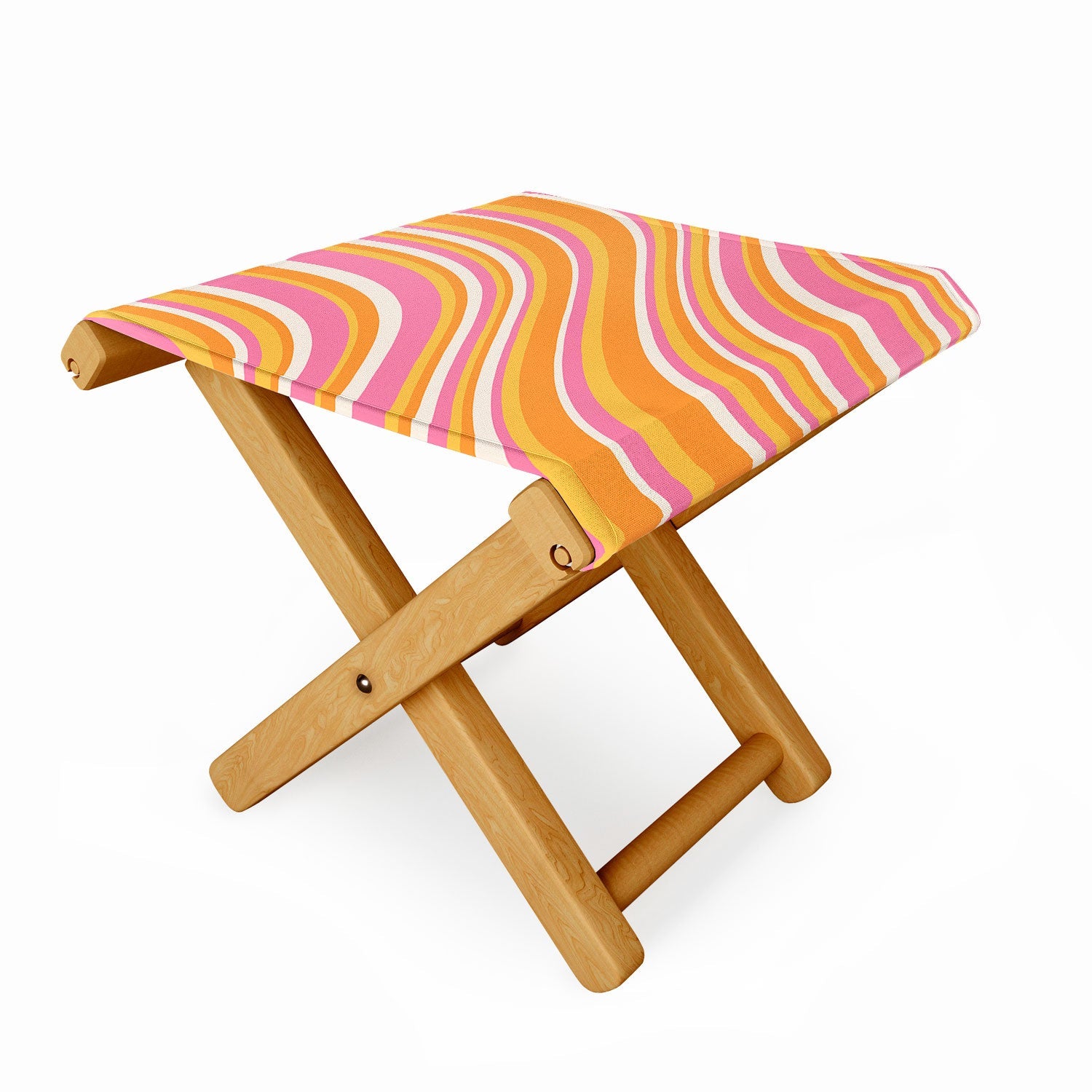 Colour Poems Wavy Retro Stripes III Folding Stool