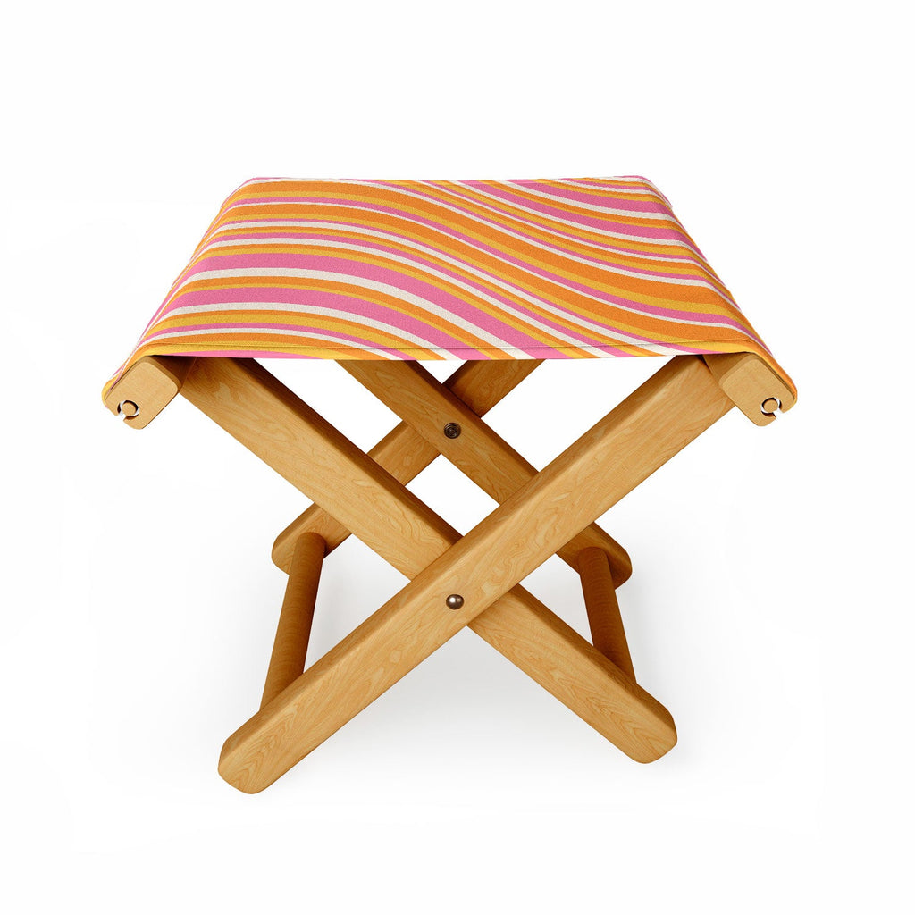 Colour Poems Wavy Retro Stripes III Folding Stool