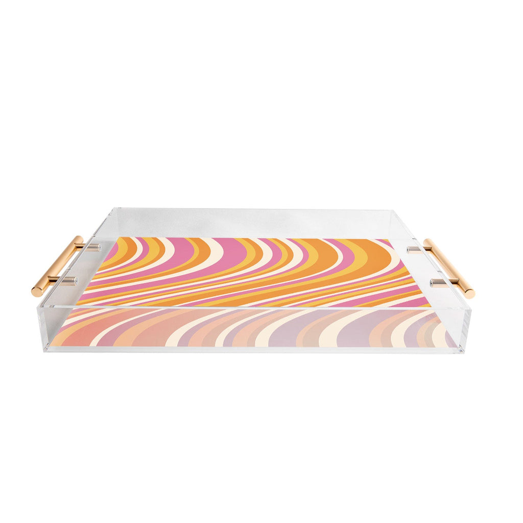 Colour Poems Wavy Retro Stripes III Acrylic Tray