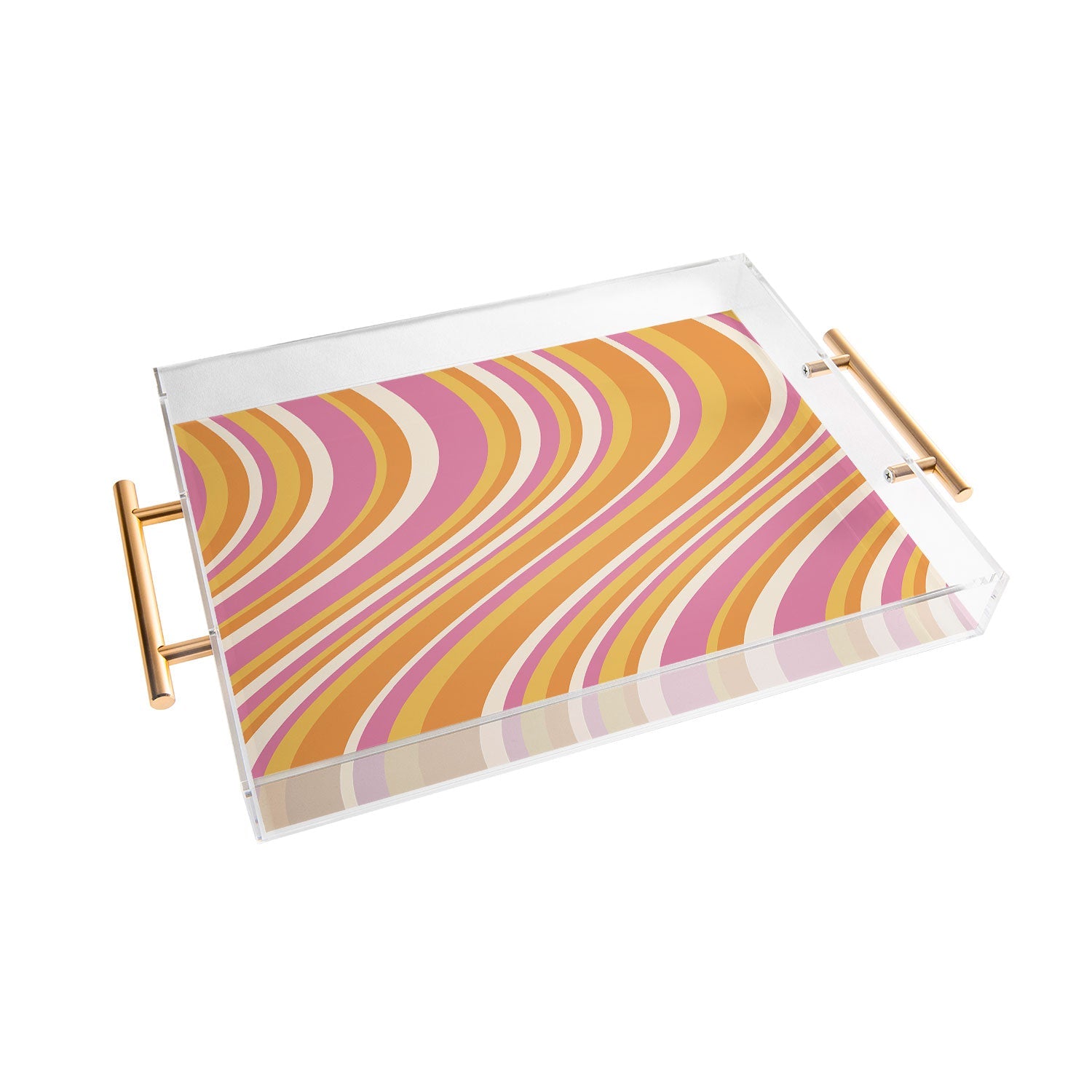 Colour Poems Wavy Retro Stripes III Acrylic Tray