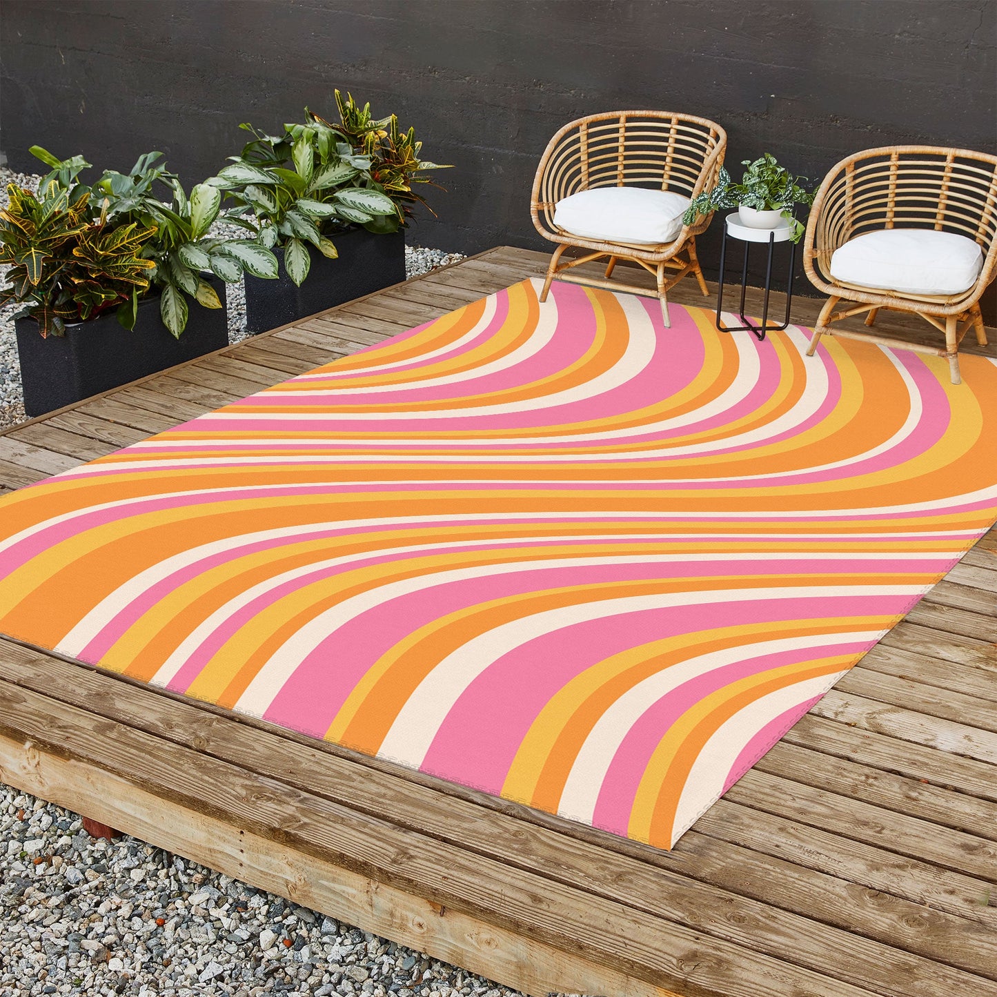 Colour Poems Wavy Retro Stripes III Outdoor Rug