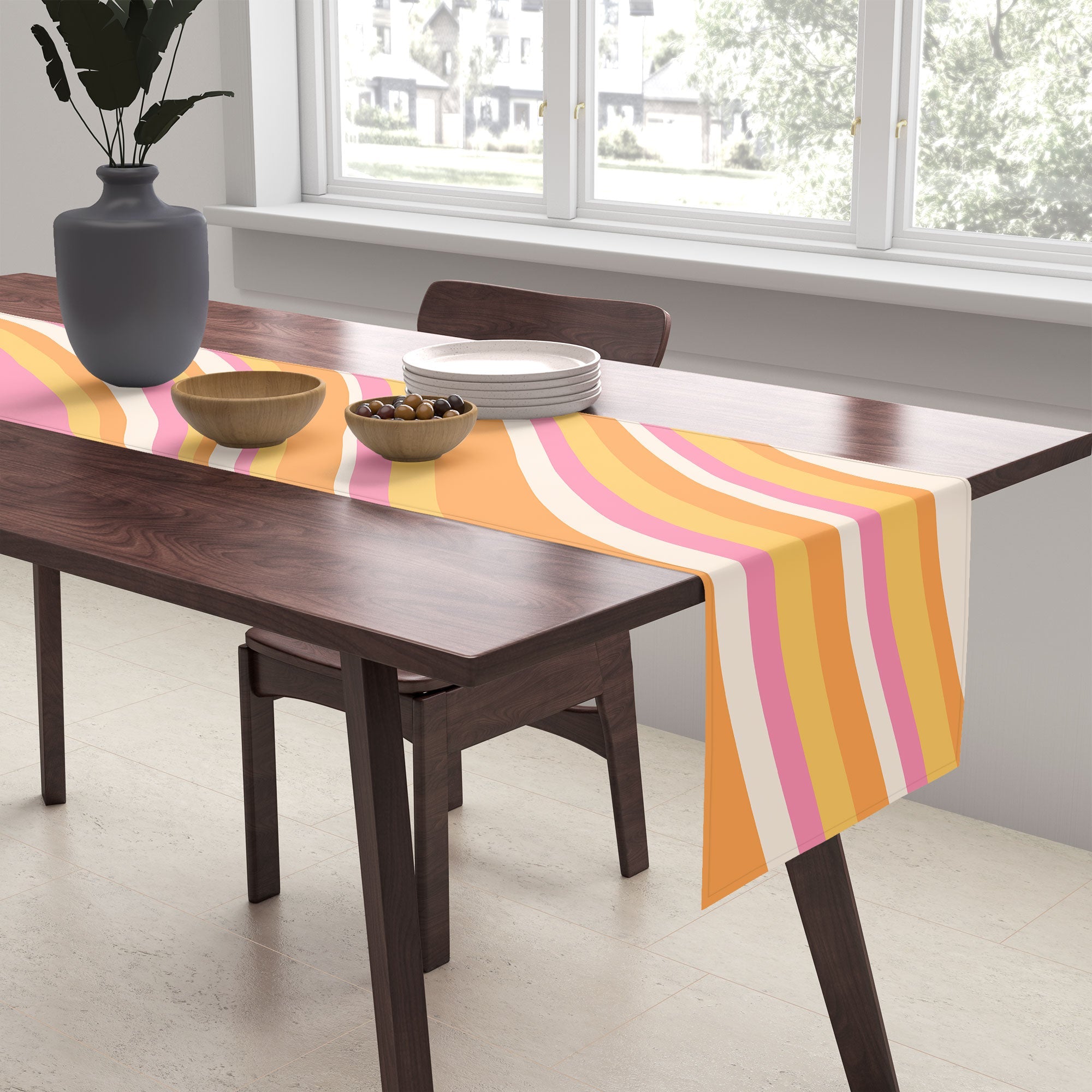Colour Poems Wavy Retro Stripes III Table Runner