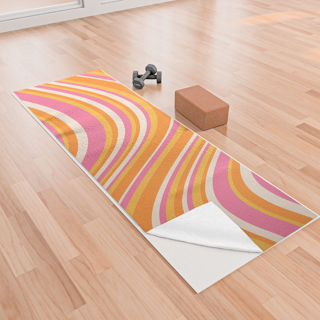 Colour Poems Wavy Retro Stripes III Yoga Towel