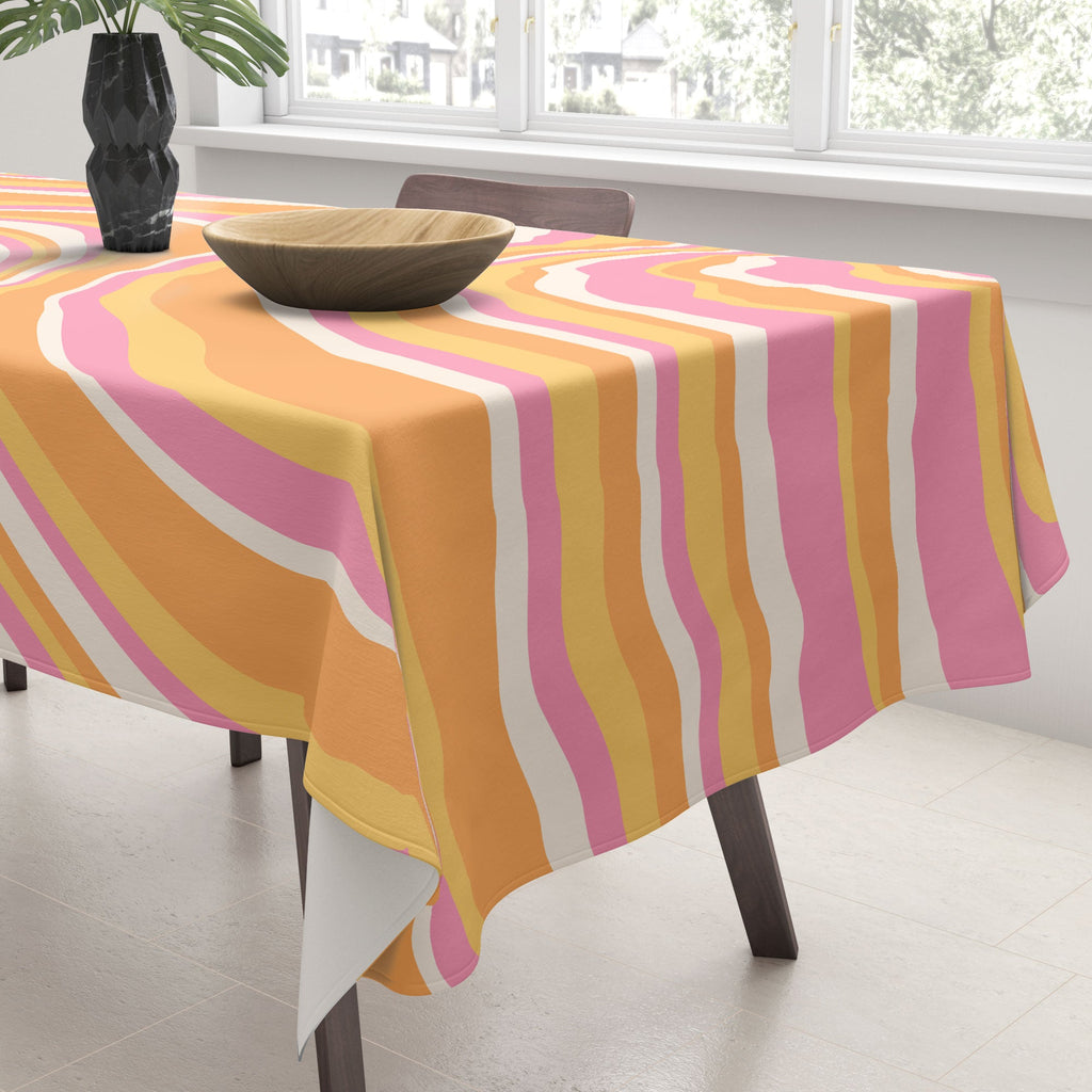 Colour Poems Wavy Retro Stripes III Tablecloth
