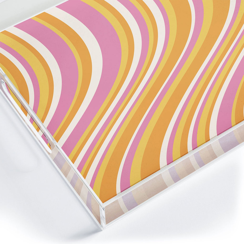 Colour Poems Wavy Retro Stripes III Acrylic Tray