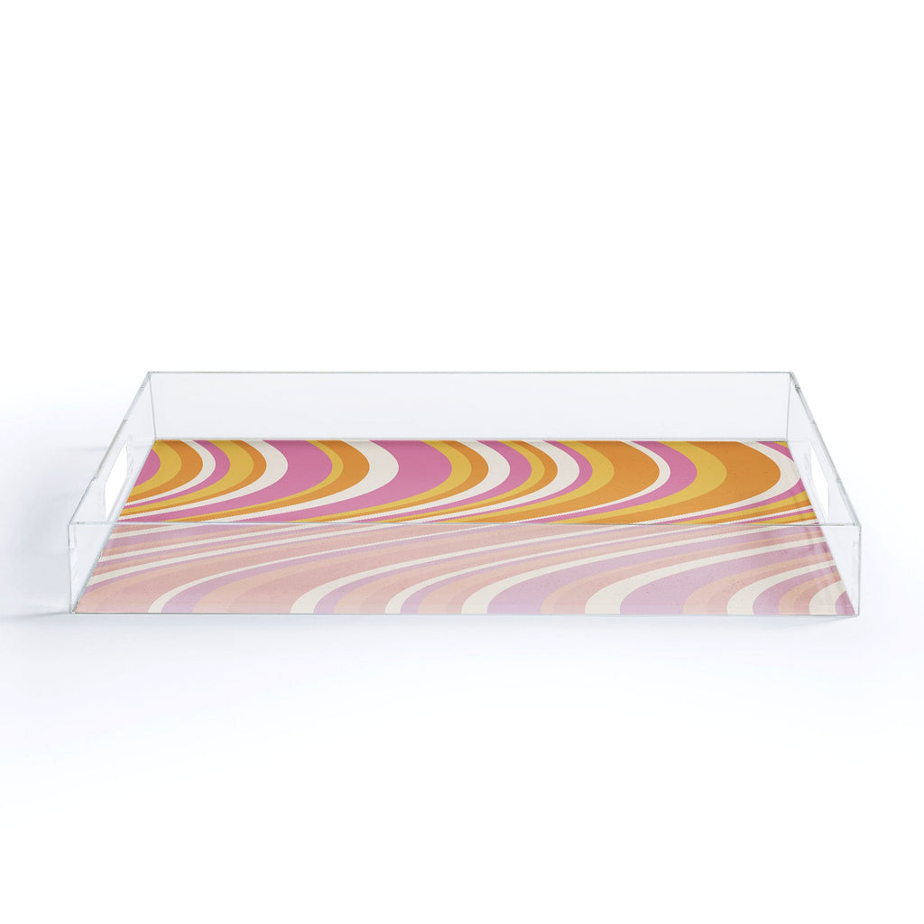 Colour Poems Wavy Retro Stripes III Acrylic Tray