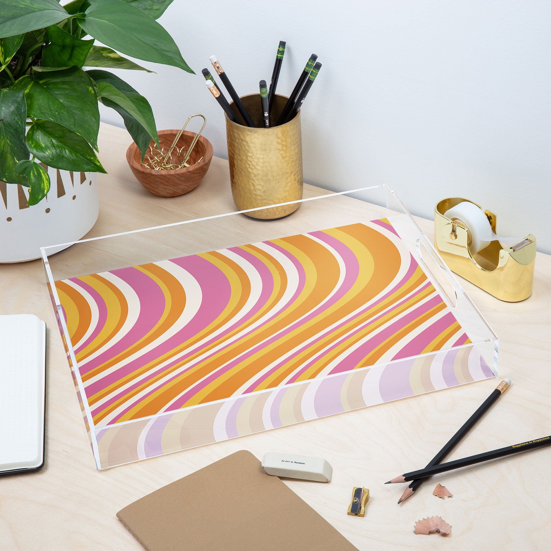 Colour Poems Wavy Retro Stripes III Acrylic Tray
