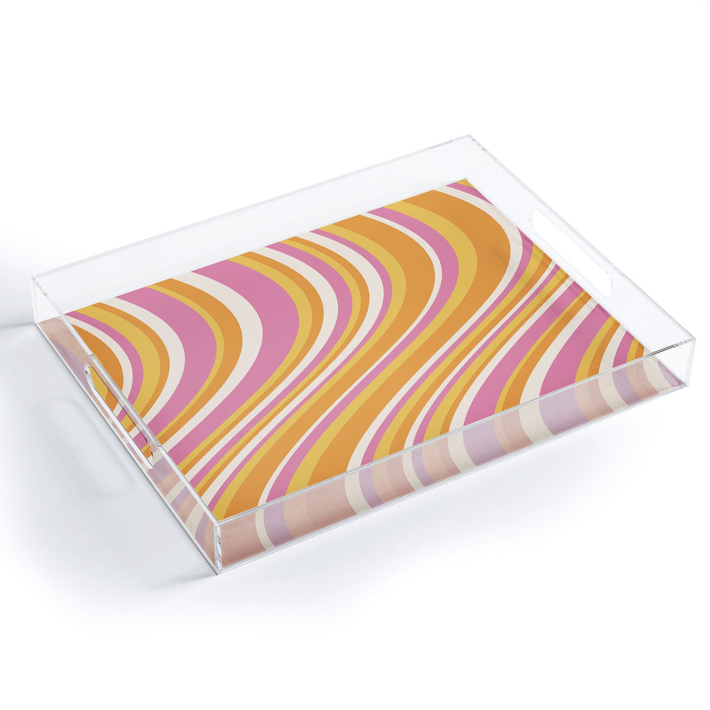 Colour Poems Wavy Retro Stripes III Acrylic Tray