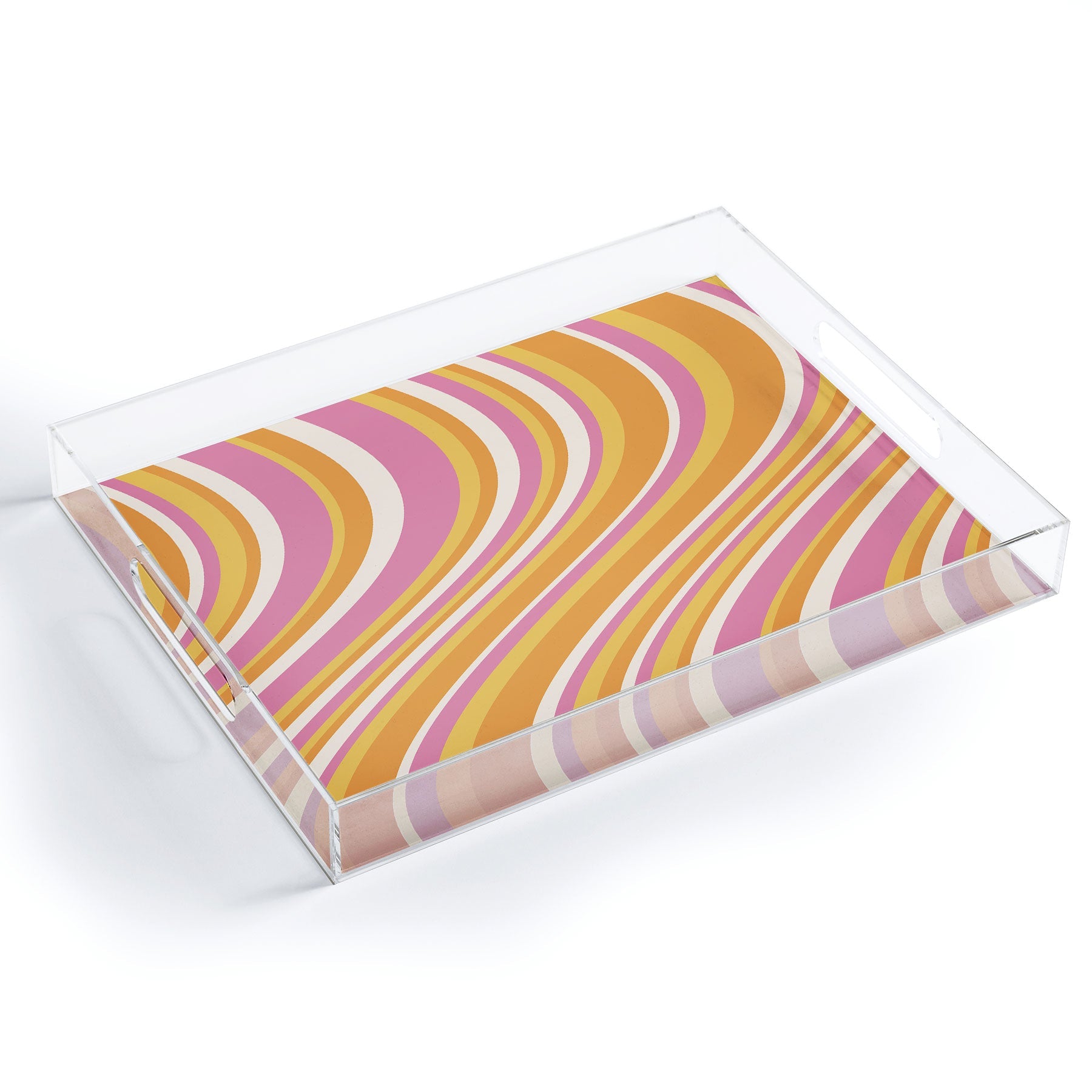 Colour Poems Wavy Retro Stripes III Acrylic Tray